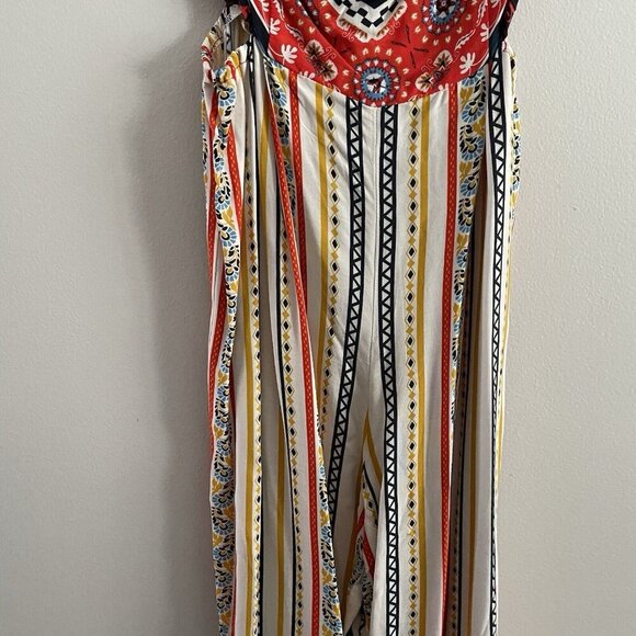 Flying Tomato S Boho Printed Side Cutouts Off The Shoulder Wide Leg Jumpsuit NWT - Picture 4 of 12